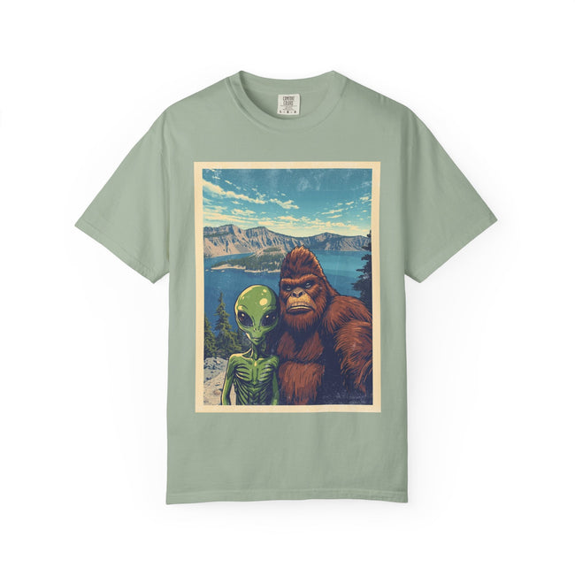 Crater Lake Alien & Bigfoot T-Shirt — National Park Adventure Tee