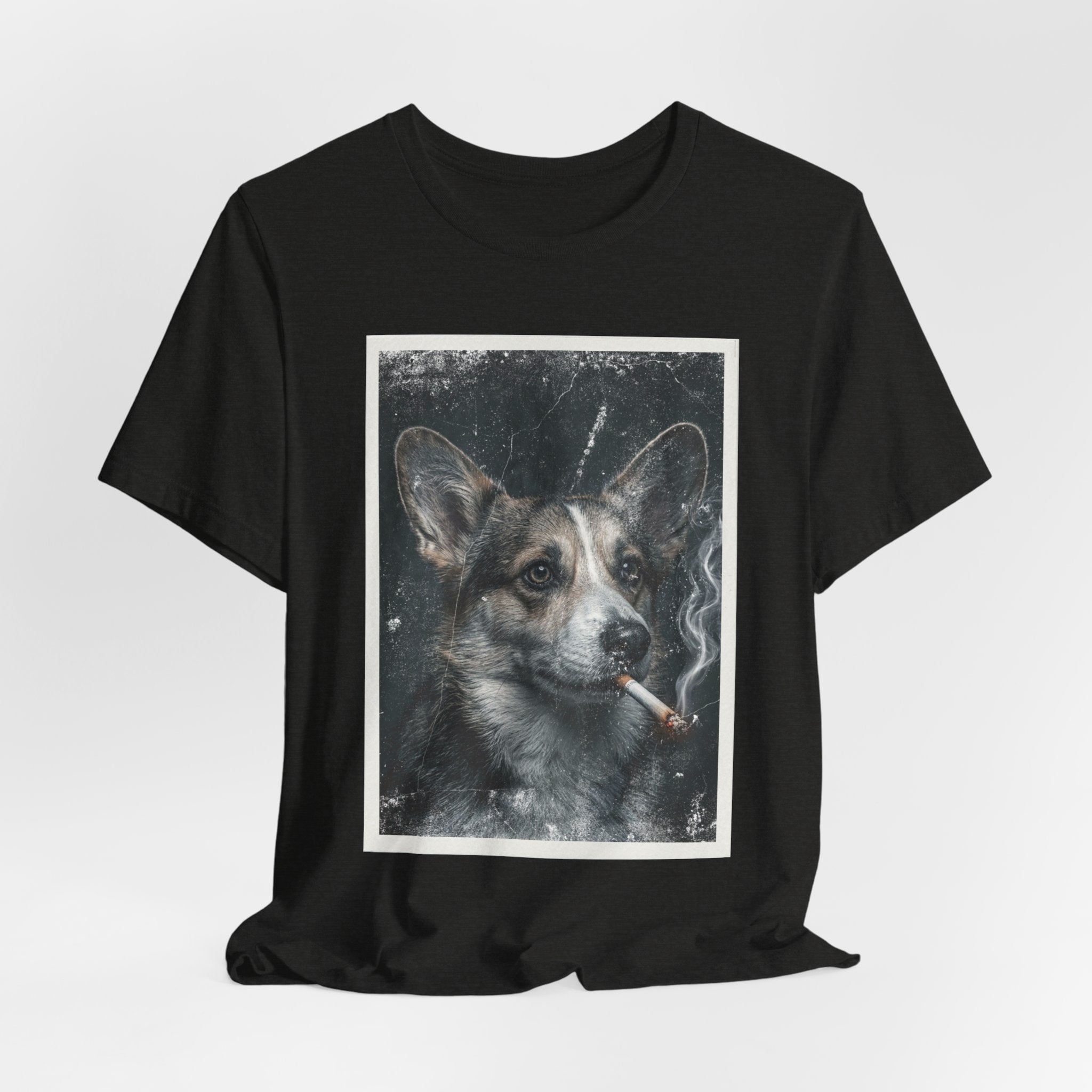 Smoking Corgi Graphic Tee – Retro Dog Portrait T-Shirt
