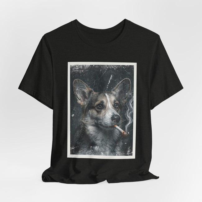 Smoking Corgi Graphic Tee – Retro Dog Portrait T-Shirt
