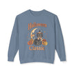 Vintage Halloween Cat Crewneck Sweatshirt | Retro Moon, Pumpkins, Witch Hat