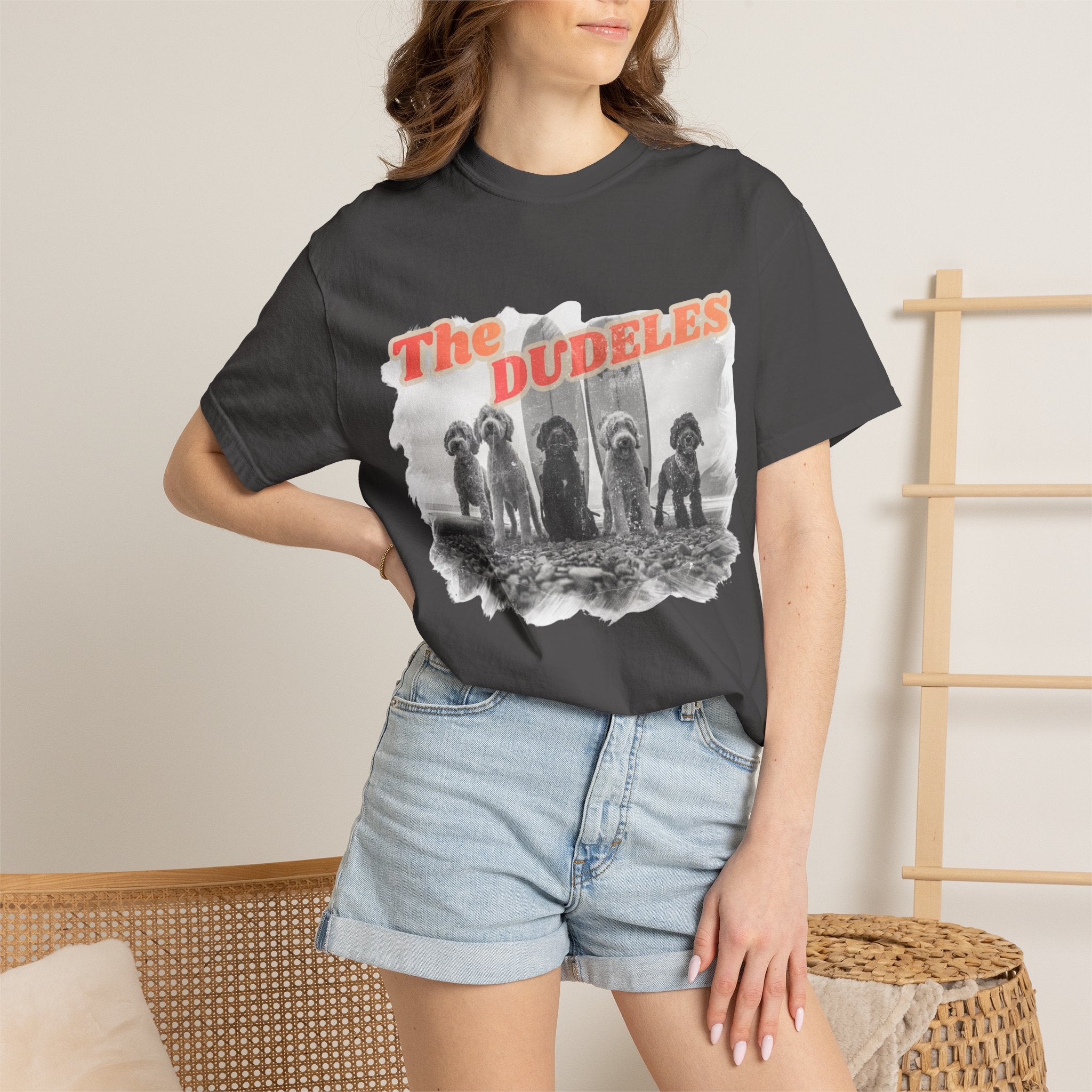 The Dudeles Dog Surfer T-Shirt | Doodle Breed Surfing Design
