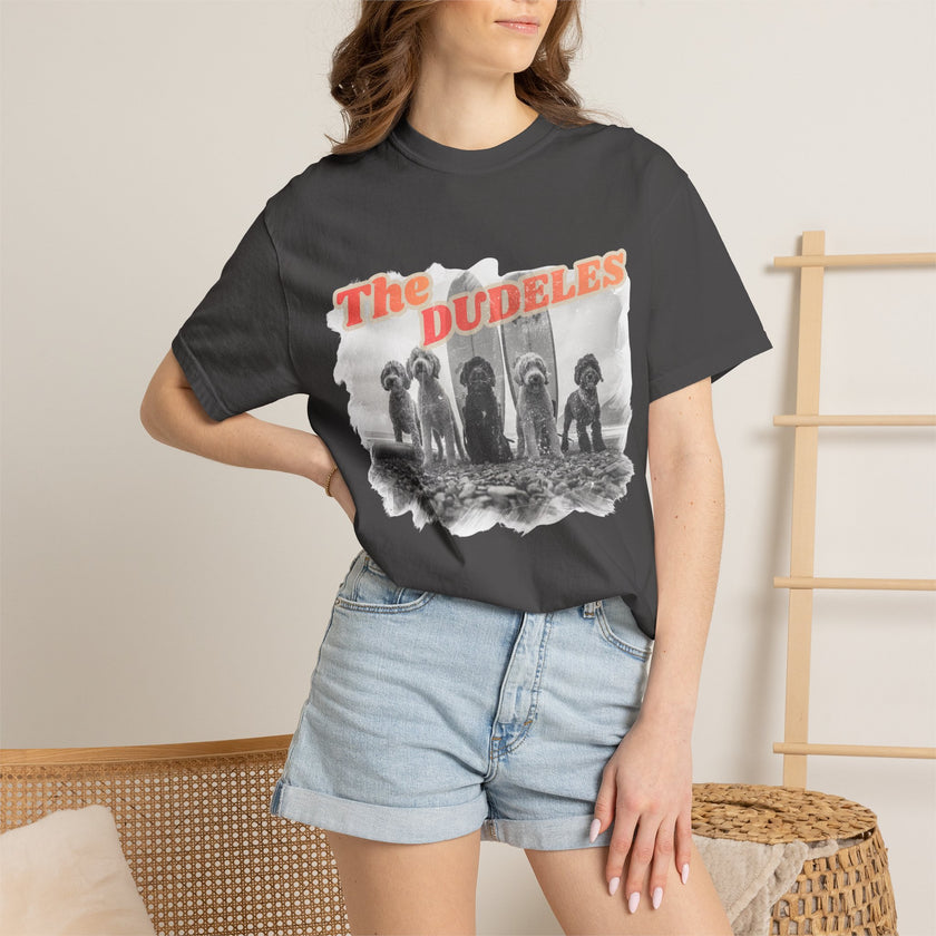 The Dudeles Dog Surfer T-Shirt | Doodle Breed Surfing Design