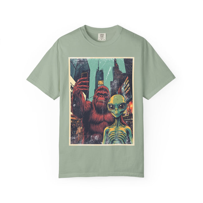 Alien & Bigfoot New York Times Square T-Shirt — Funny Urban Cryptid Tee