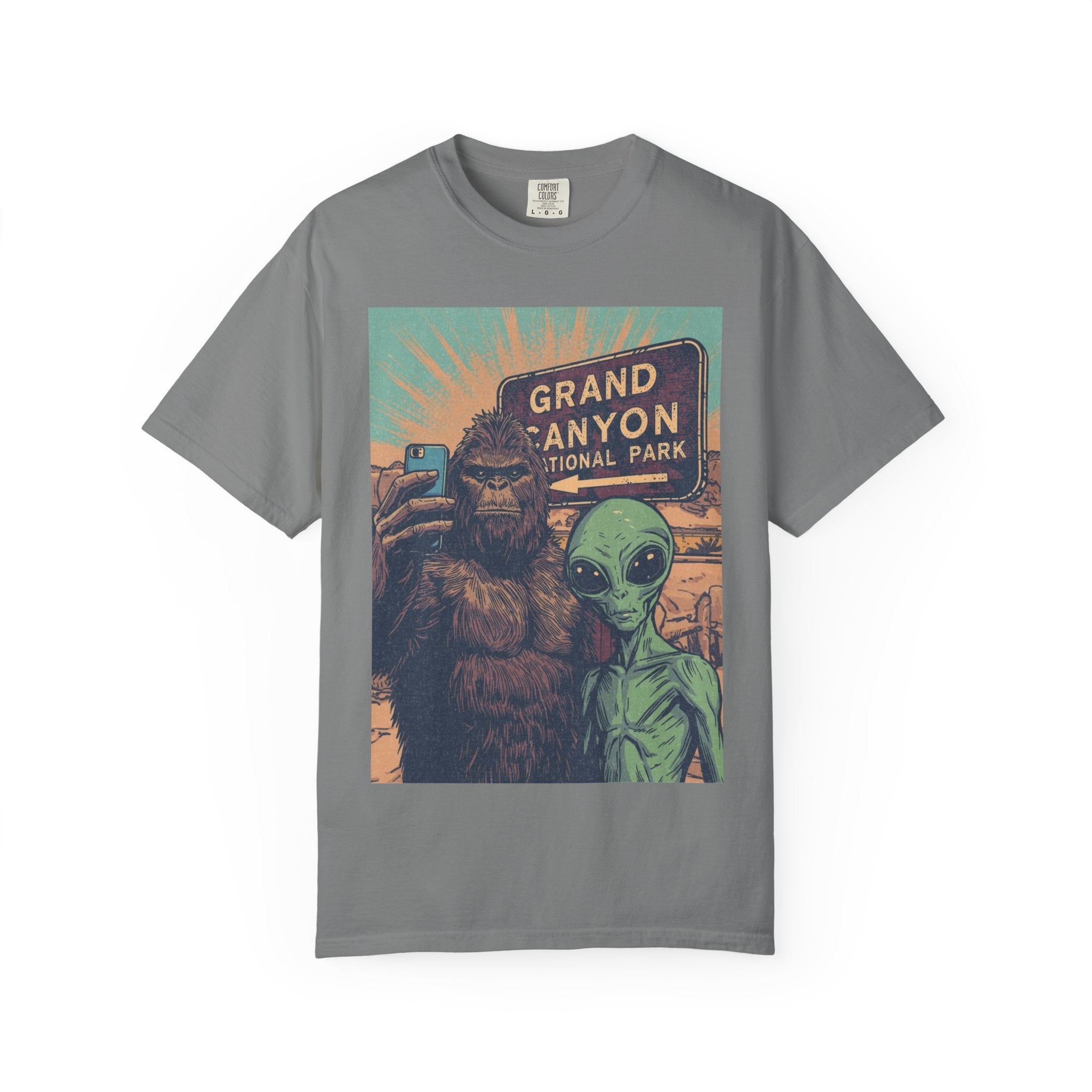 Bigfoot & Alien Grand Canyon T-Shirt — Funny National Park Tee