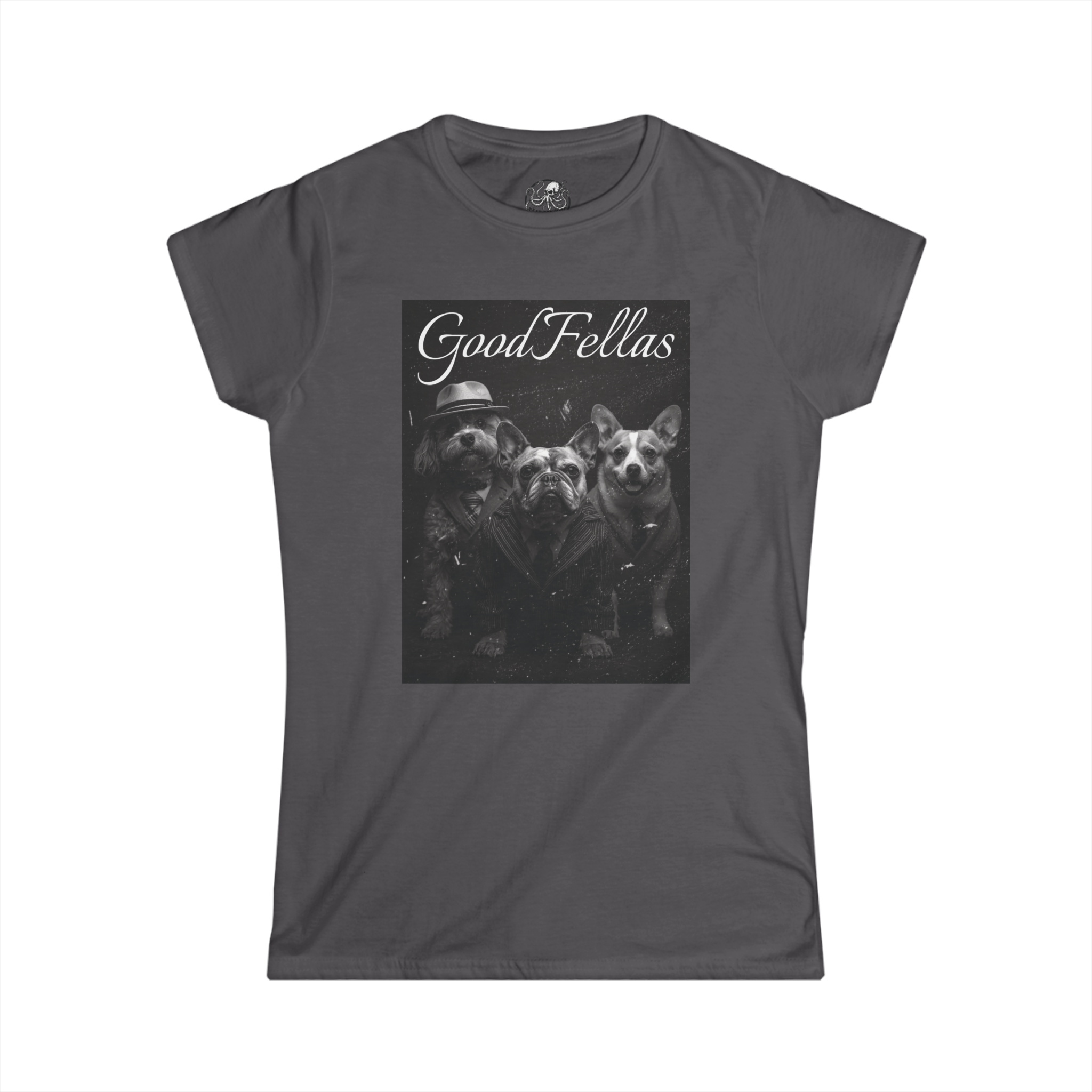 Women's GoodFellas Dogs Tee Vintage Mafia Puppy Portrait, Corgi, French Bulldog and Doodle