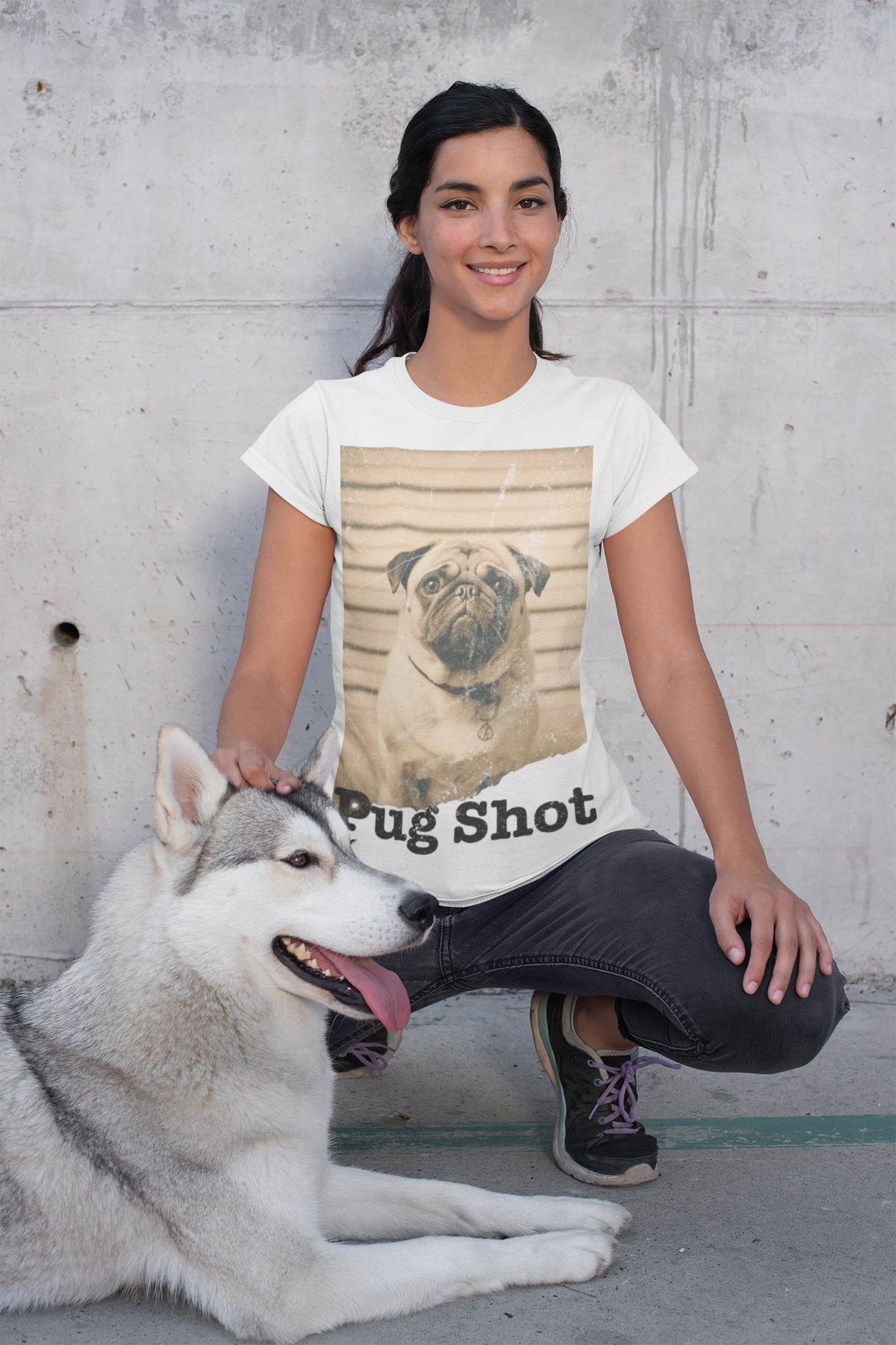 Pug Shot T-Shirt — Funny Pug Police Lineup Tee