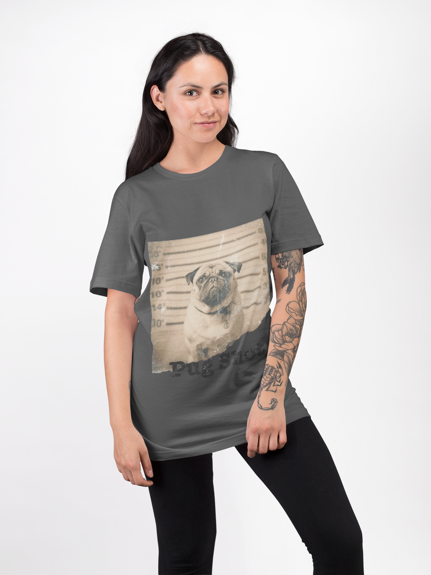 Pug Shot T-Shirt — Funny Pug Police Lineup Tee