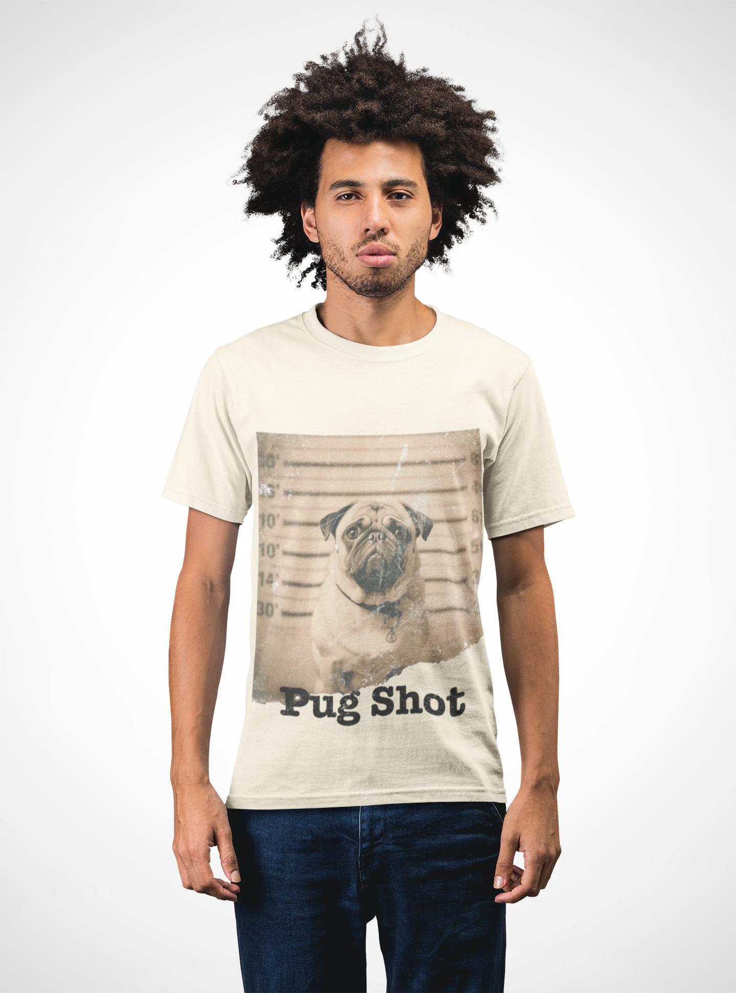 Pug Shot T-Shirt — Funny Pug Police Lineup Tee