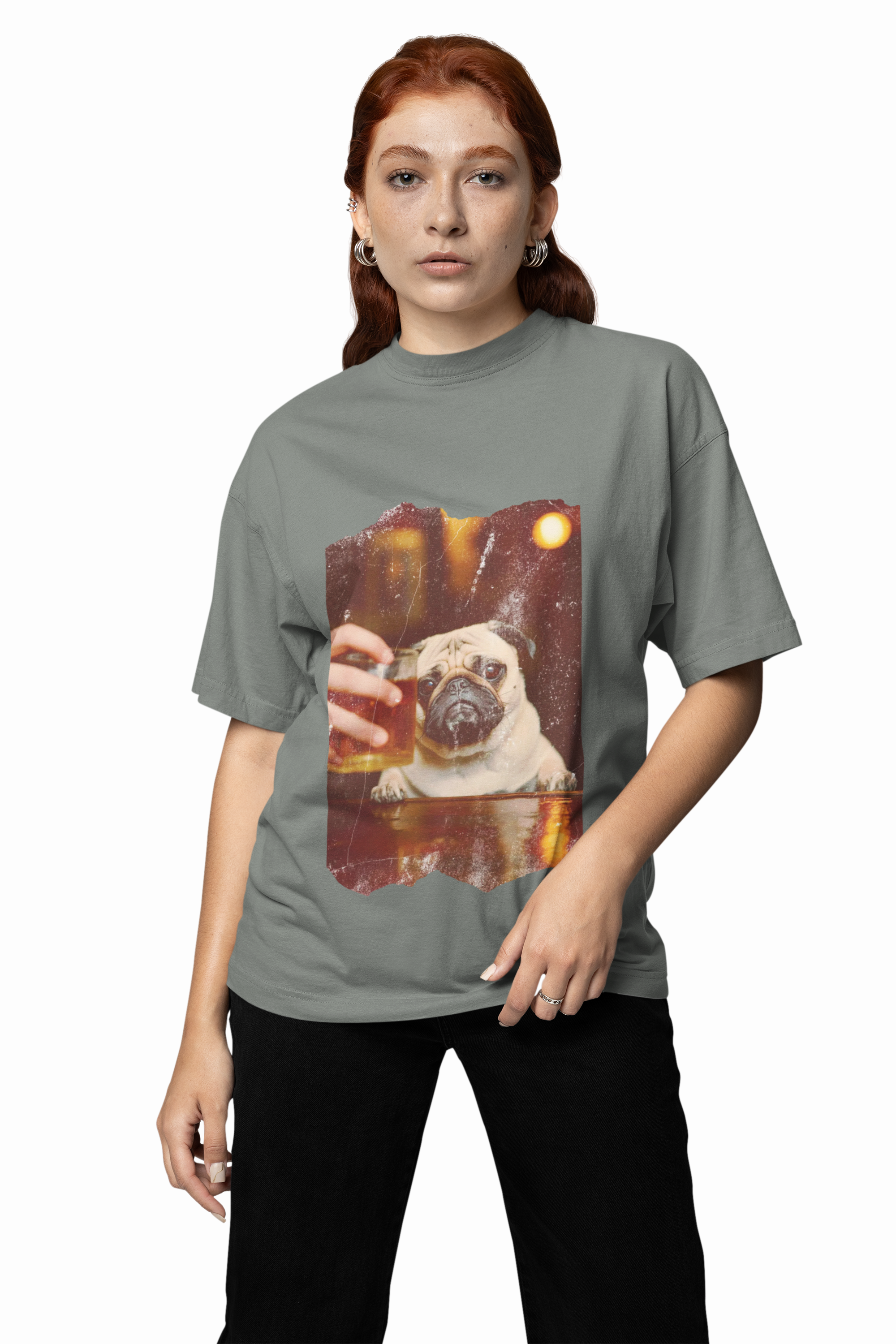 Pug At The Bar T-Shirt — Funny Vintage Pug Drinking Graphic Tee