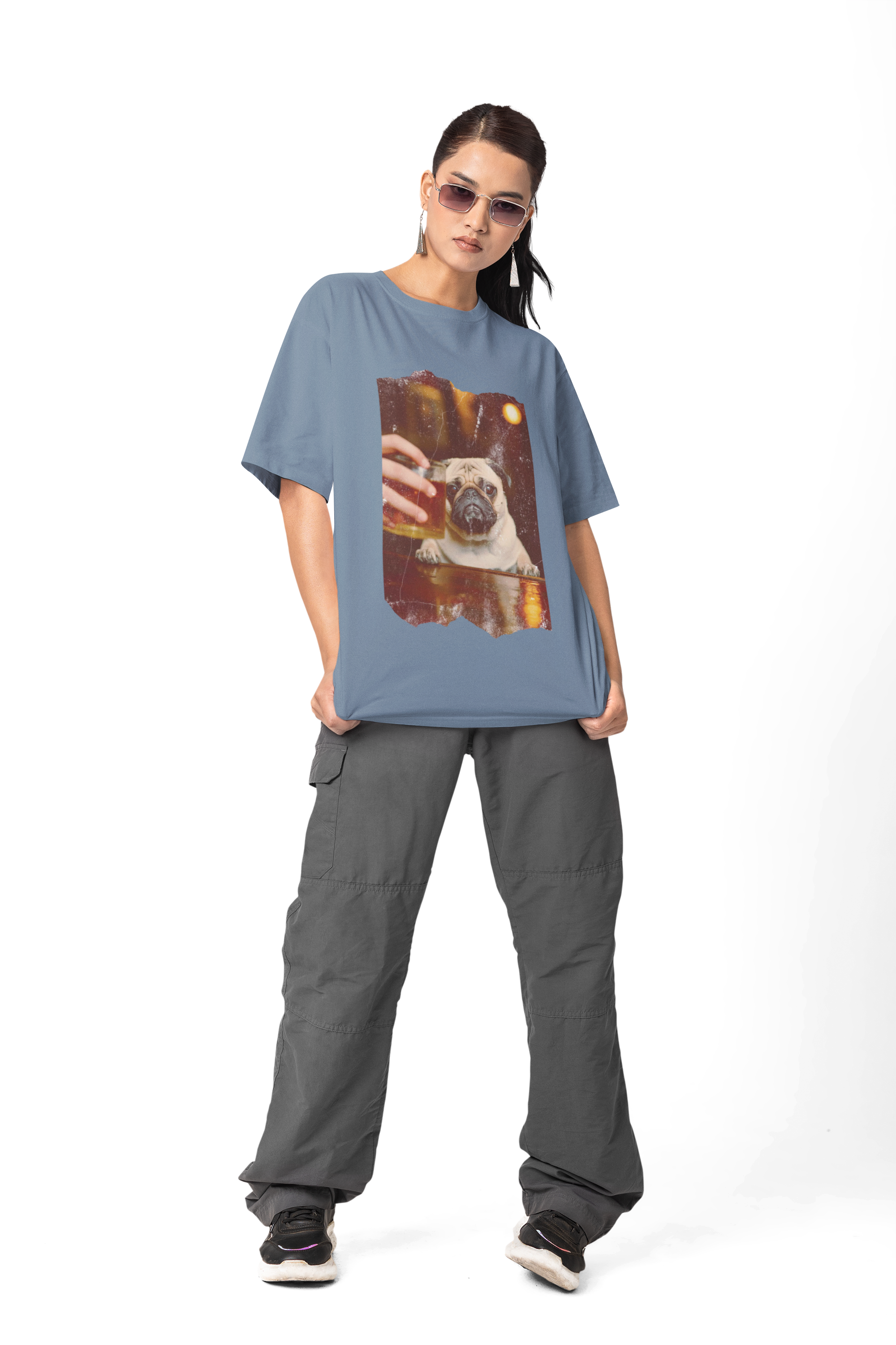 Pug At The Bar T-Shirt — Funny Vintage Pug Drinking Graphic Tee