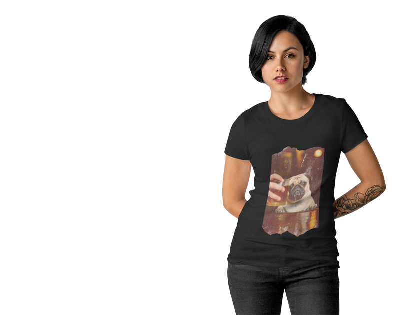 Pug At The Bar T-Shirt — Funny Vintage Pug Drinking Graphic Tee