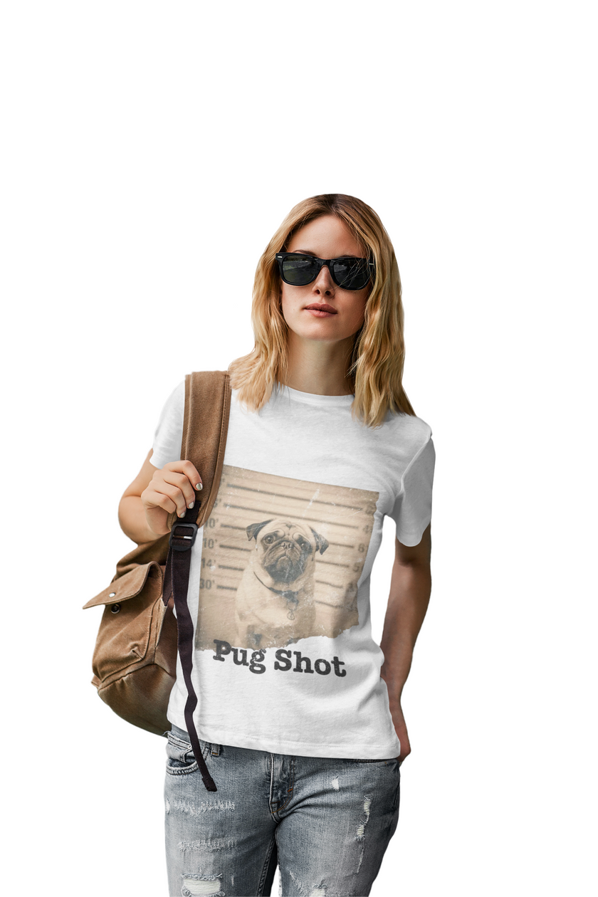 Pug Shot T-Shirt — Funny Pug Police Lineup Tee