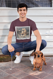 Iced Coffee Night Dog Tee — Late-Night Curb Pomeranian Graphic T-Shirt