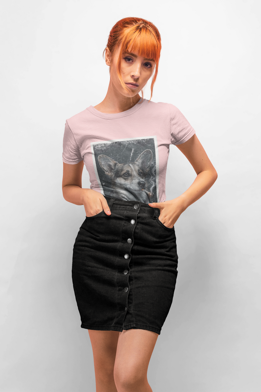 Smoking Corgi Graphic Tee – Retro Dog Portrait T-Shirt