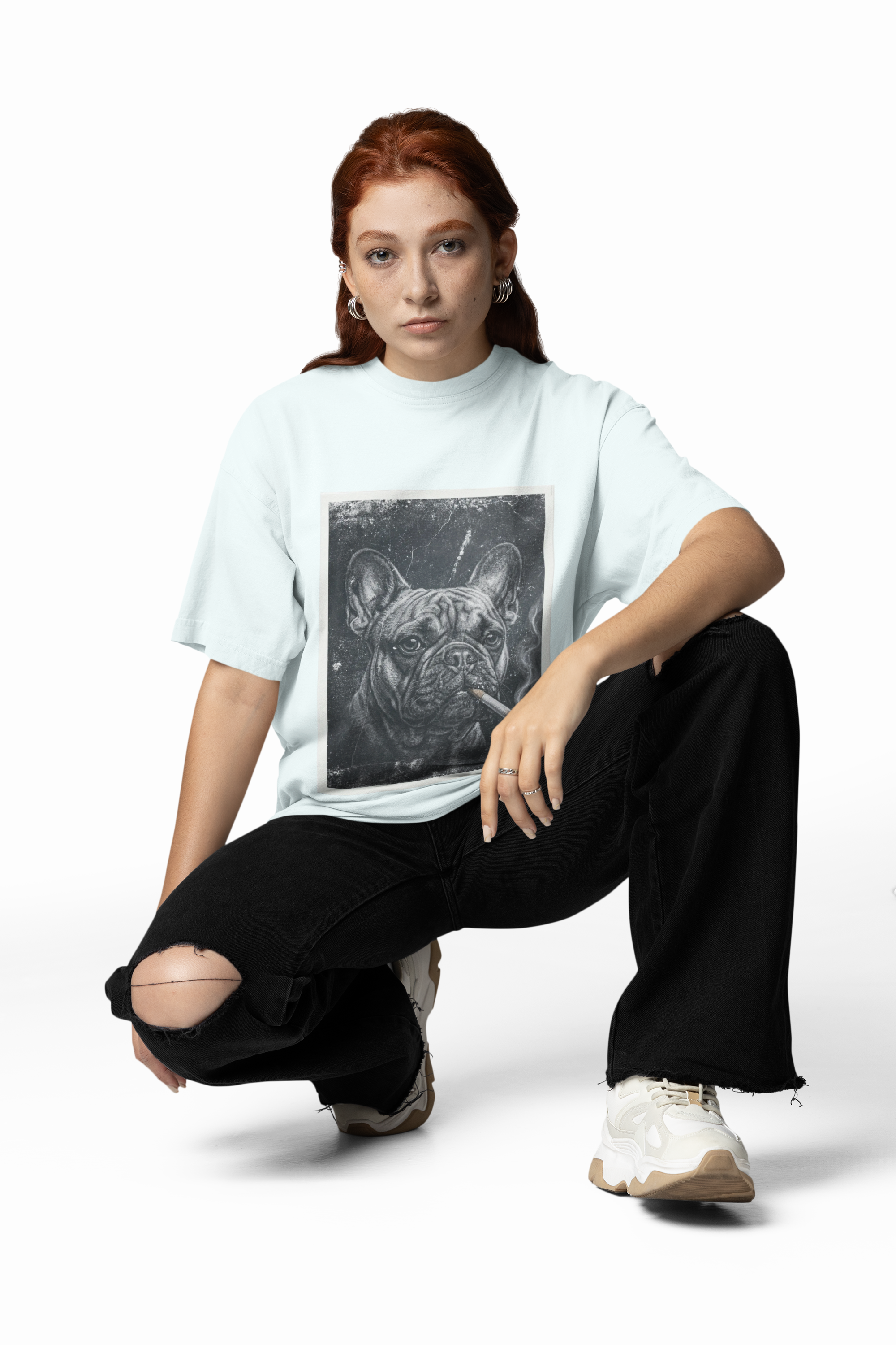 French Bulldog Smoking Graphic Tee — Retro Smoky Dog Art T-Shirt