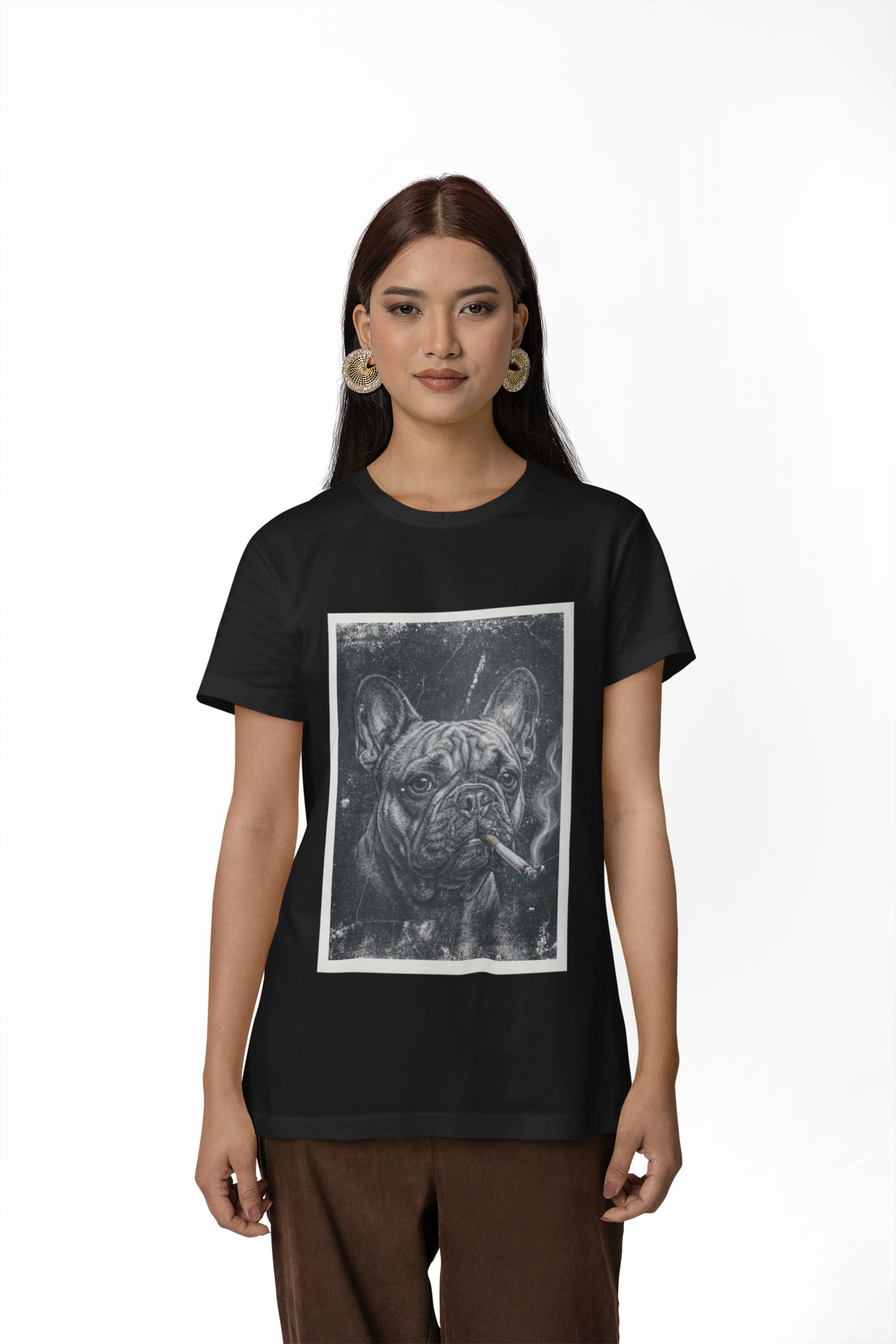 French Bulldog Smoking Graphic Tee — Retro Smoky Dog Art T-Shirt