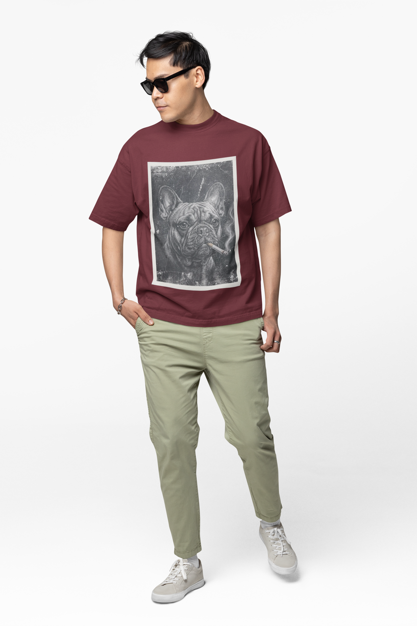 French Bulldog Smoking Graphic Tee — Retro Smoky Dog Art T-Shirt