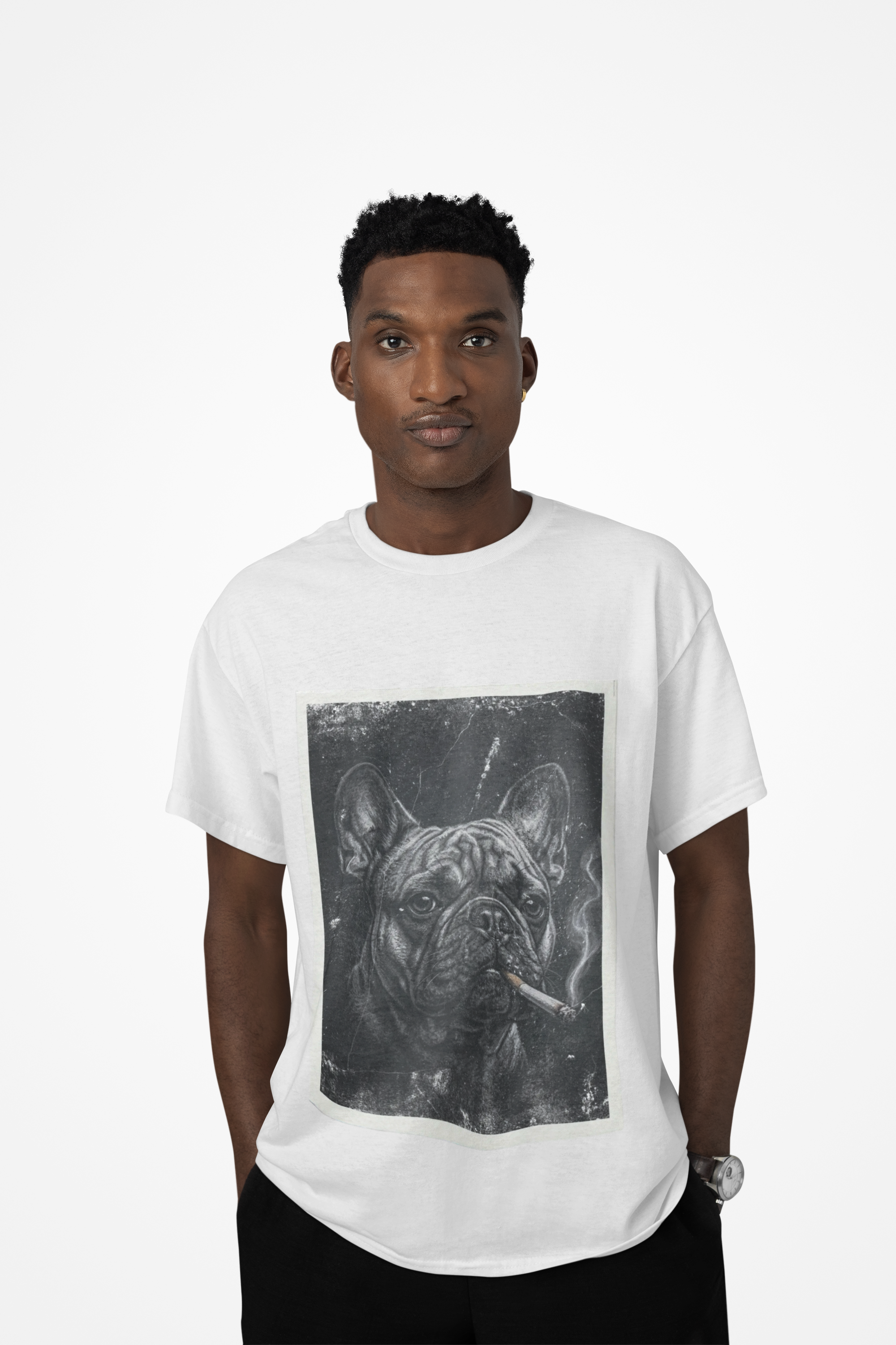 French Bulldog Smoking Graphic Tee — Retro Smoky Dog Art T-Shirt