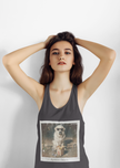 Women's Pyrenees with Chinese Photo Racerback Tank — Vintage Pup Graphic