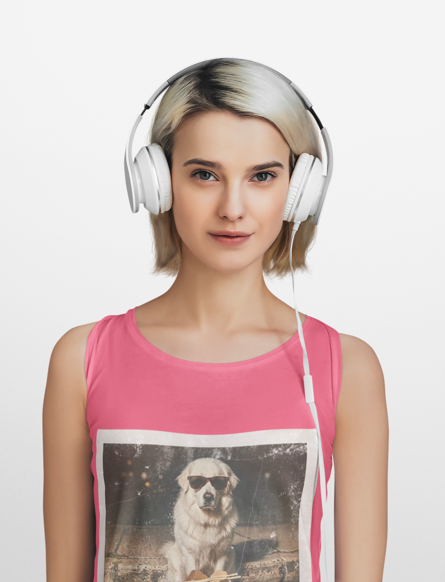 Women's Pyrenees with Chinese Photo Racerback Tank — Vintage Pup Graphic