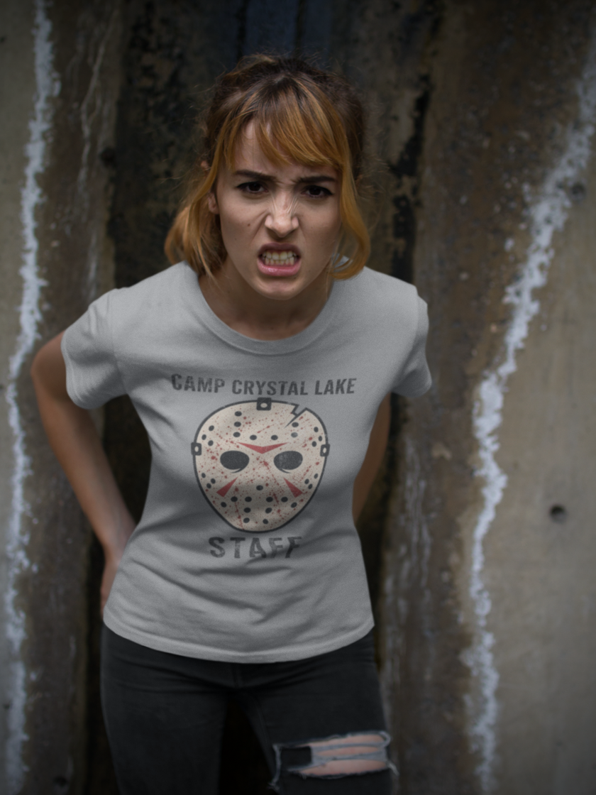 Camp Crystal Lake Staff T-Shirt — Horror Mask Vintage Tee