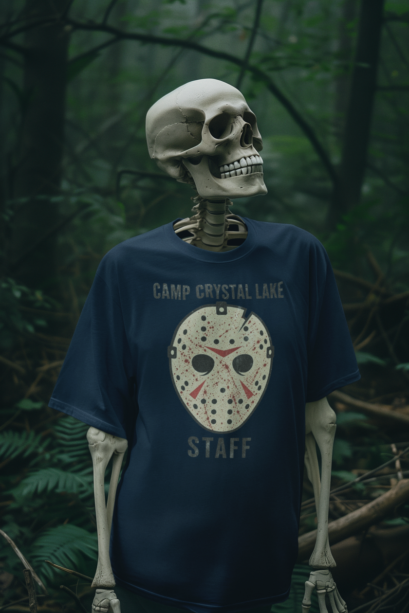 Camp Crystal Lake Staff T-Shirt — Horror Mask Vintage Tee