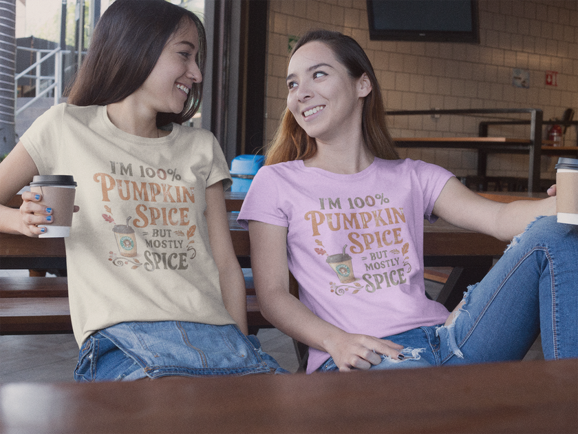 I'm 100% Pumpkin Spice But Mostly Spice T-Shirt | Fall Coffee Tee