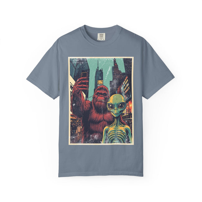 Alien & Bigfoot New York Times Square T-Shirt — Funny Urban Cryptid Tee