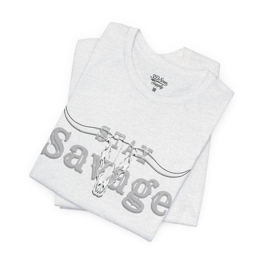 Stay Savage Longhorn Tee - Vintage Texas Skull T-Shirt