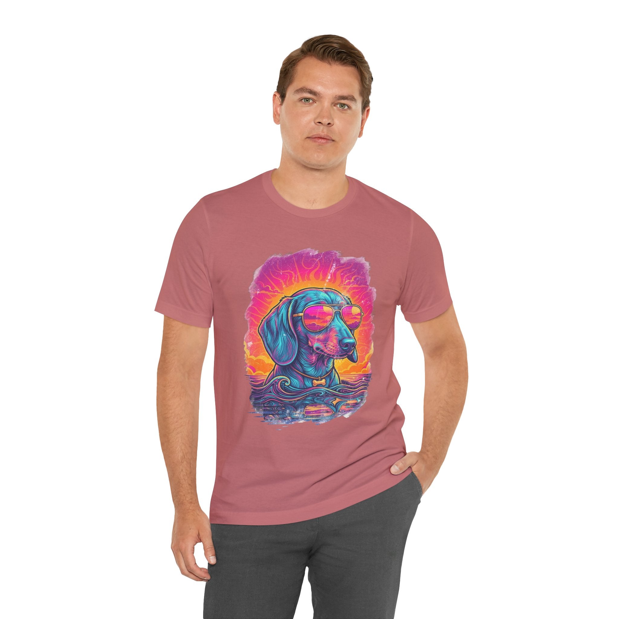 Dachshund Vice City Retro Tee 90's style