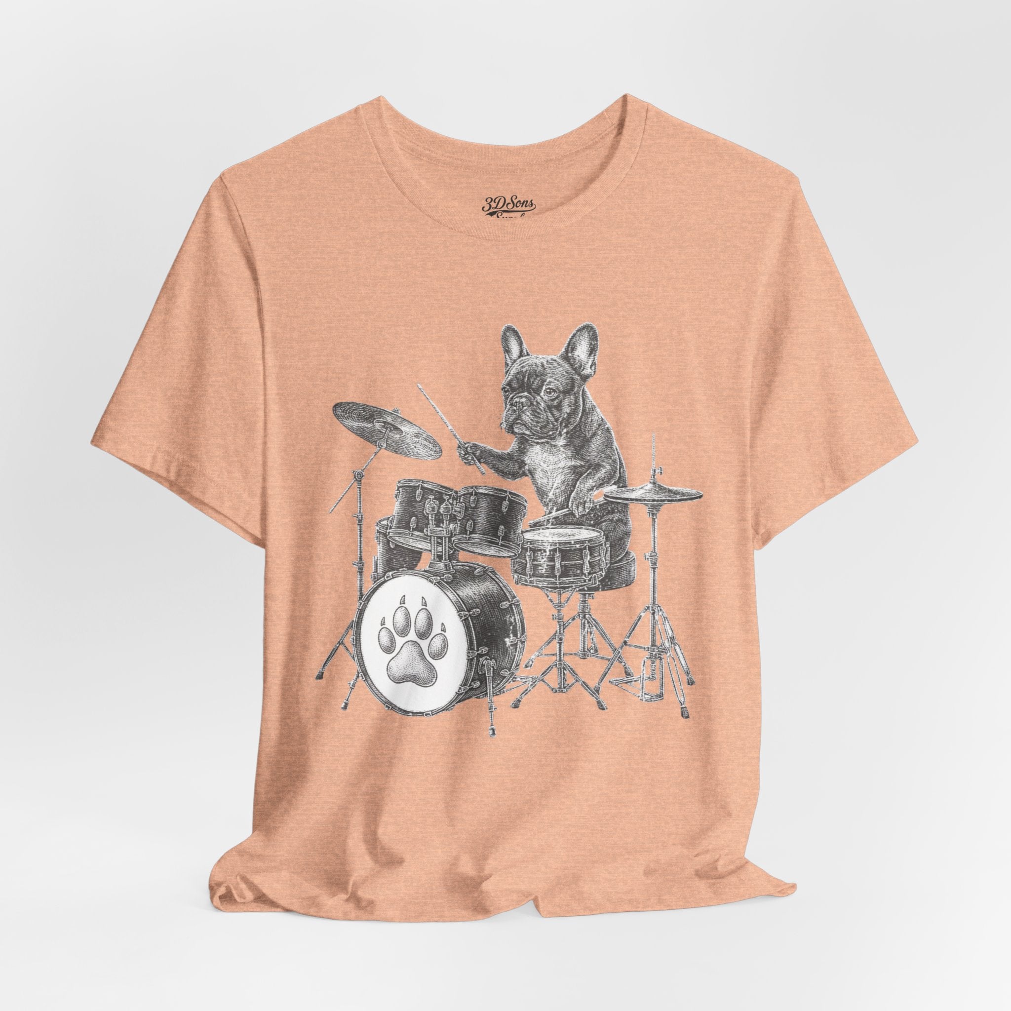Drumming French Bulldog T-Shirt — Cute Dog Playing Drum Graphic Tee