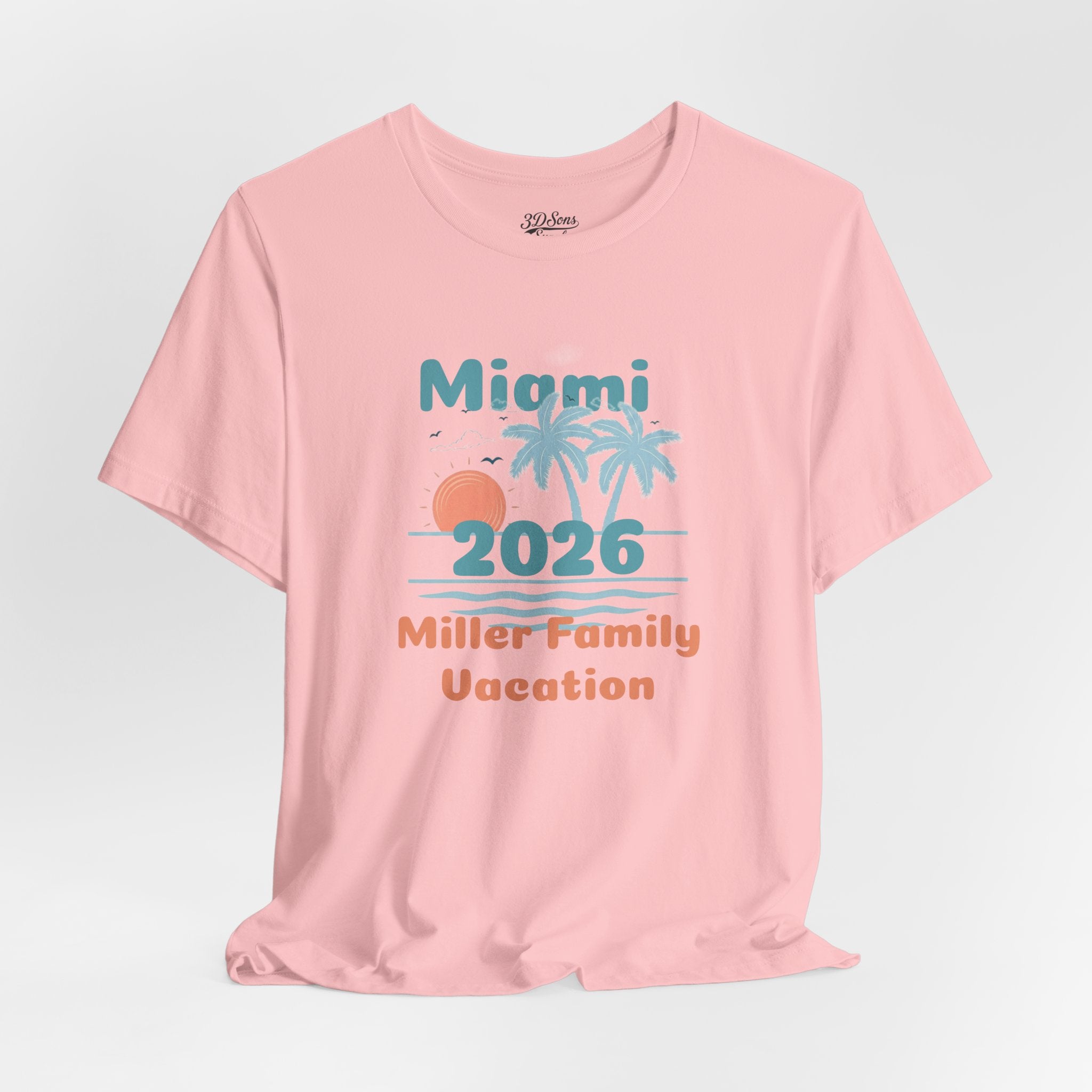 Personalized Family Beach T-Shirt — Custom Family Name, Location, Year with Beach Design