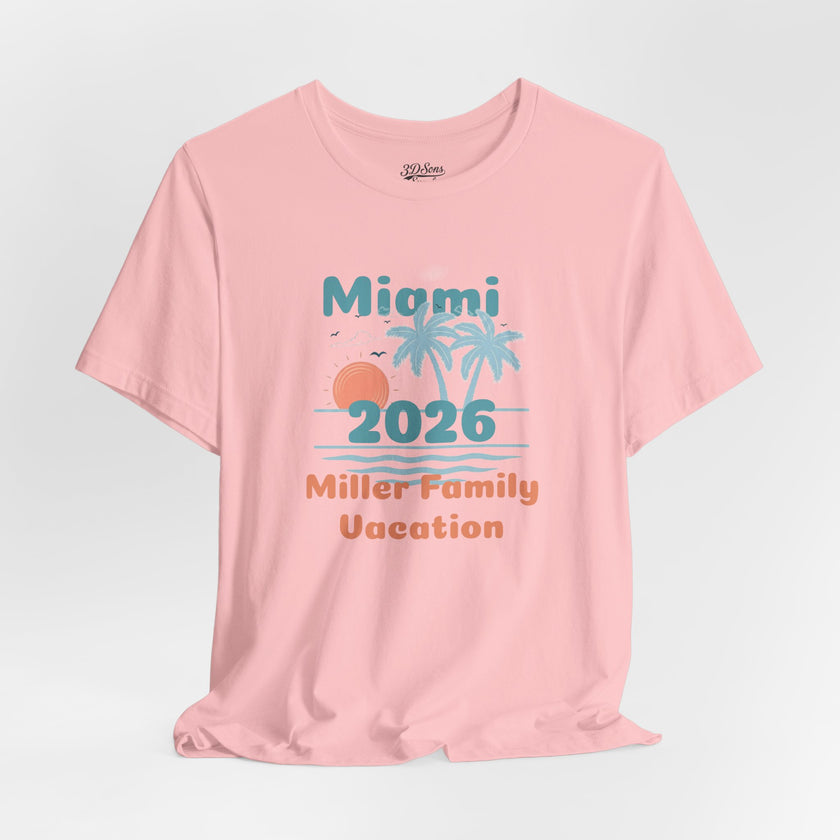 Personalized Family Beach T-Shirt — Custom Family Name, Location, Year with Beach Design