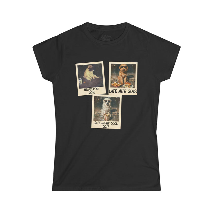 Personalized Polaroid Photo Tee — Custom 3-Image Women's Softstyle