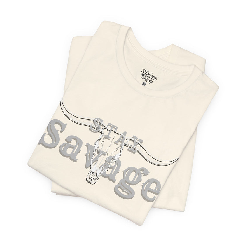 Stay Savage Longhorn Tee - Vintage Texas Skull T-Shirt
