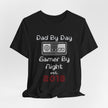 Personalized Dad By Day Gamer By Night T-Shirt — Established 2018 Retro Controller Tee