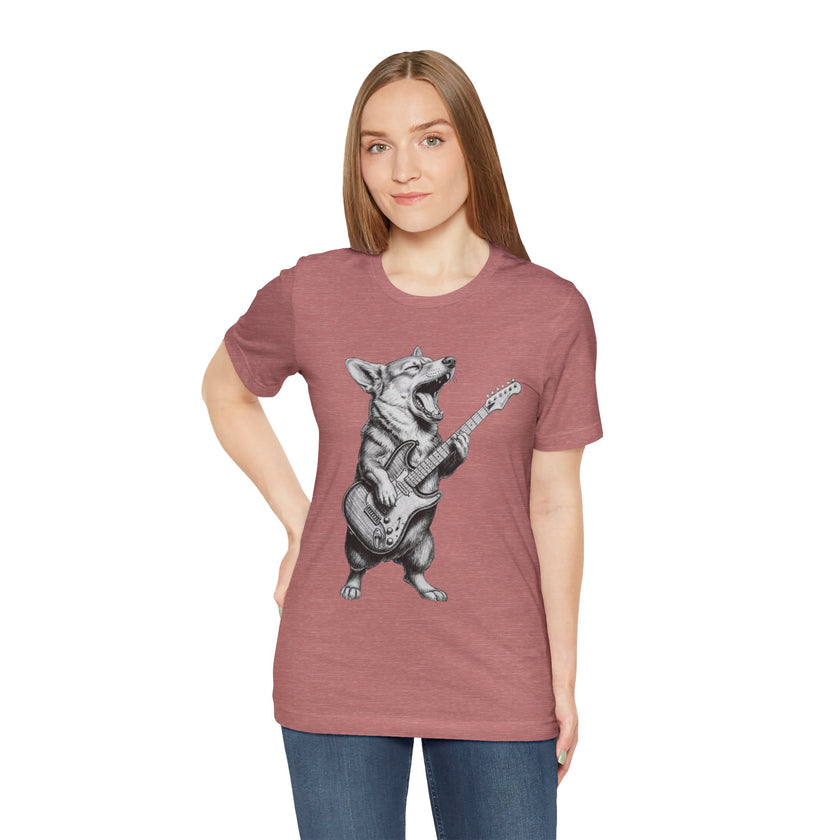 Corgi Rockstar T‑Shirt — Guitar Playing Dog Graphic Tee