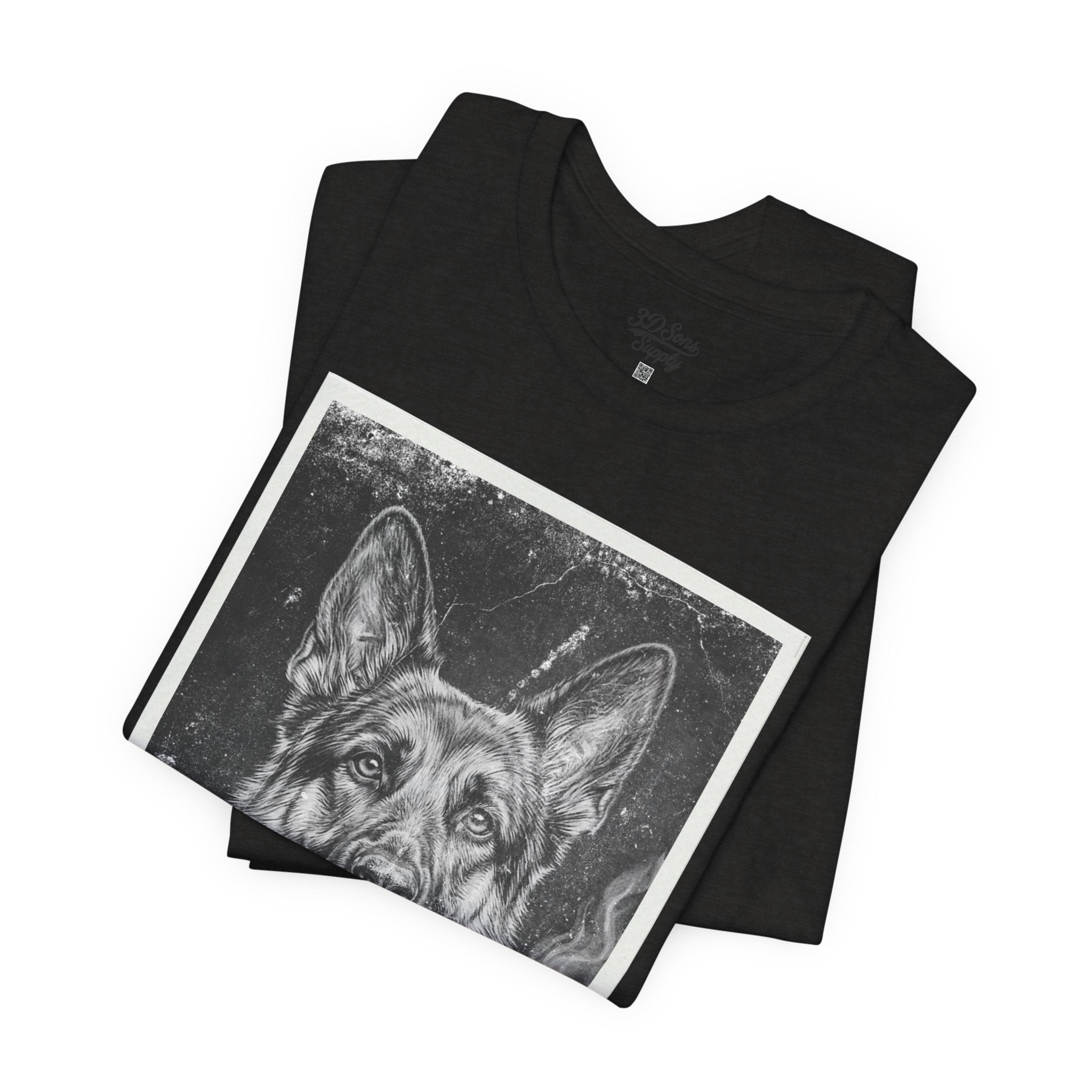 German Shepard Smoke Photo Tee — Vintage Pup Graphic T-Shirt