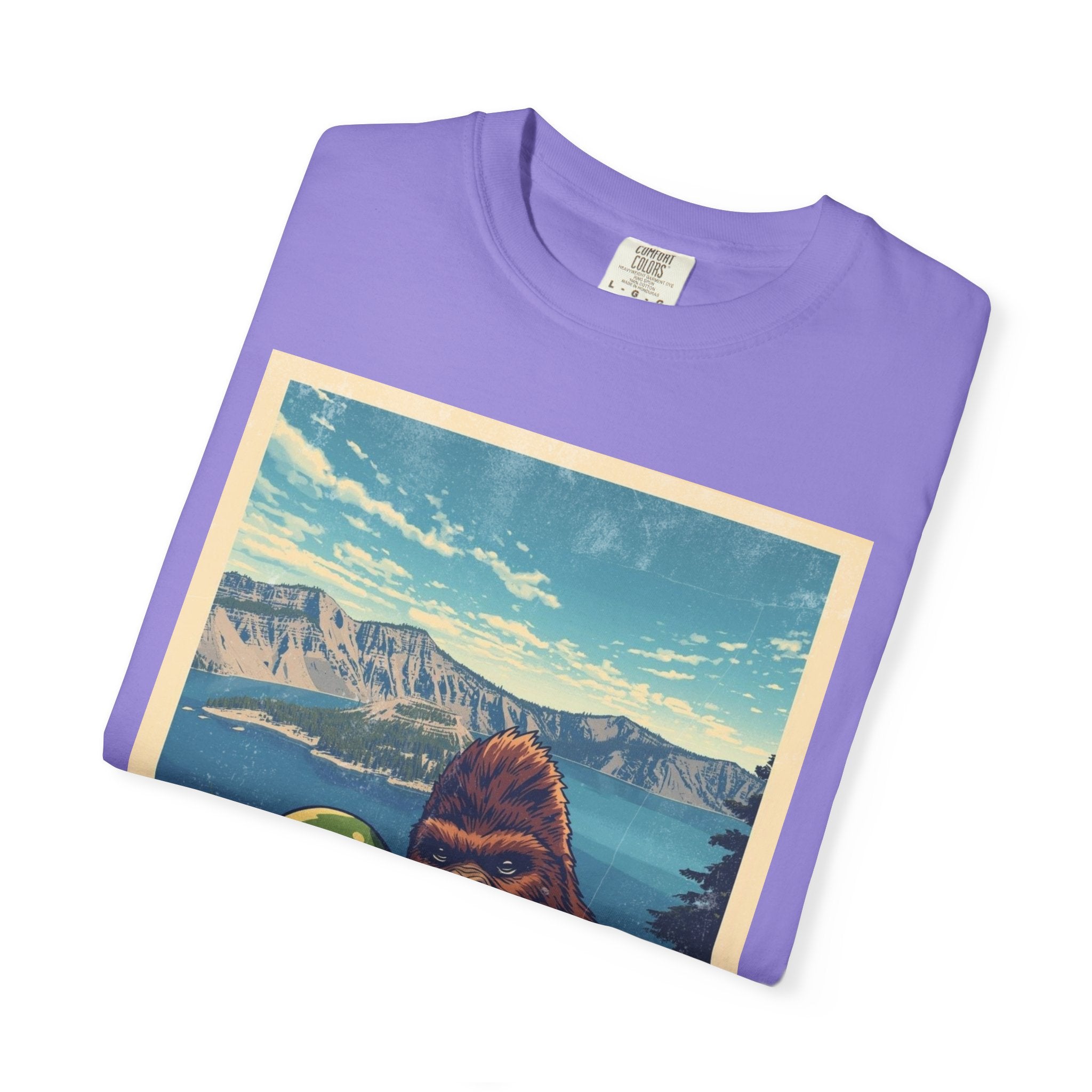 Crater Lake Alien & Bigfoot T-Shirt — National Park Adventure Tee