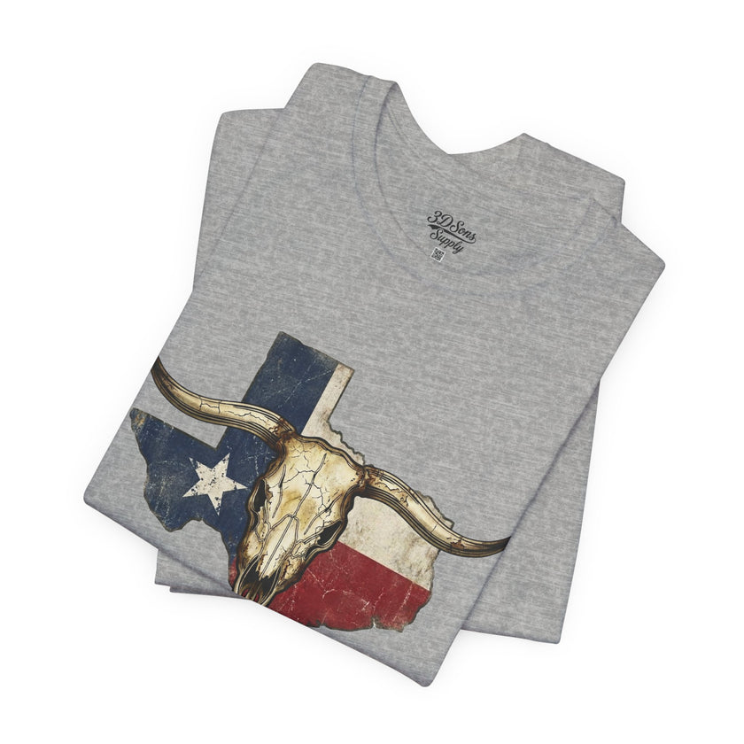 Texas Flag Longhorn Tee - Vintage Texas Skull T-Shirt