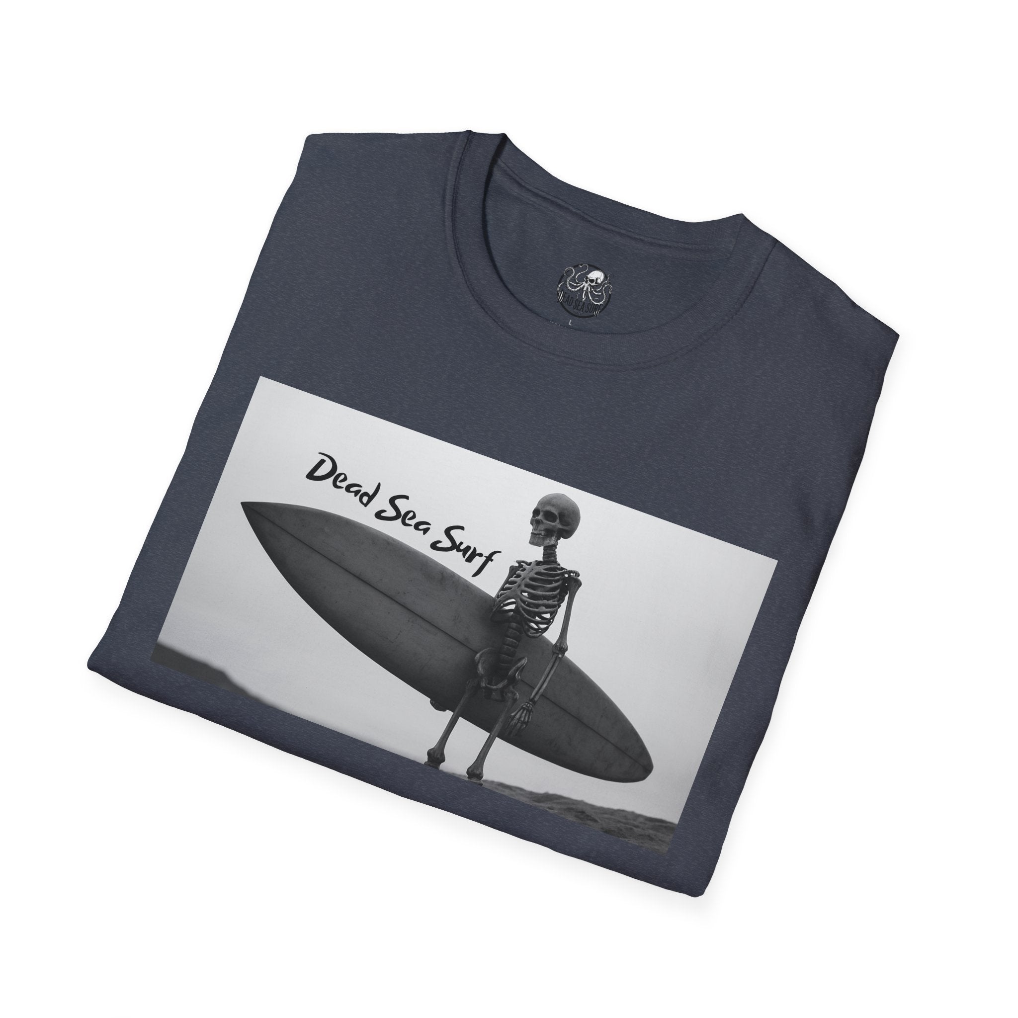 Skeleton Surfer Tee Shirt Retro Black & White Surfing Graphic