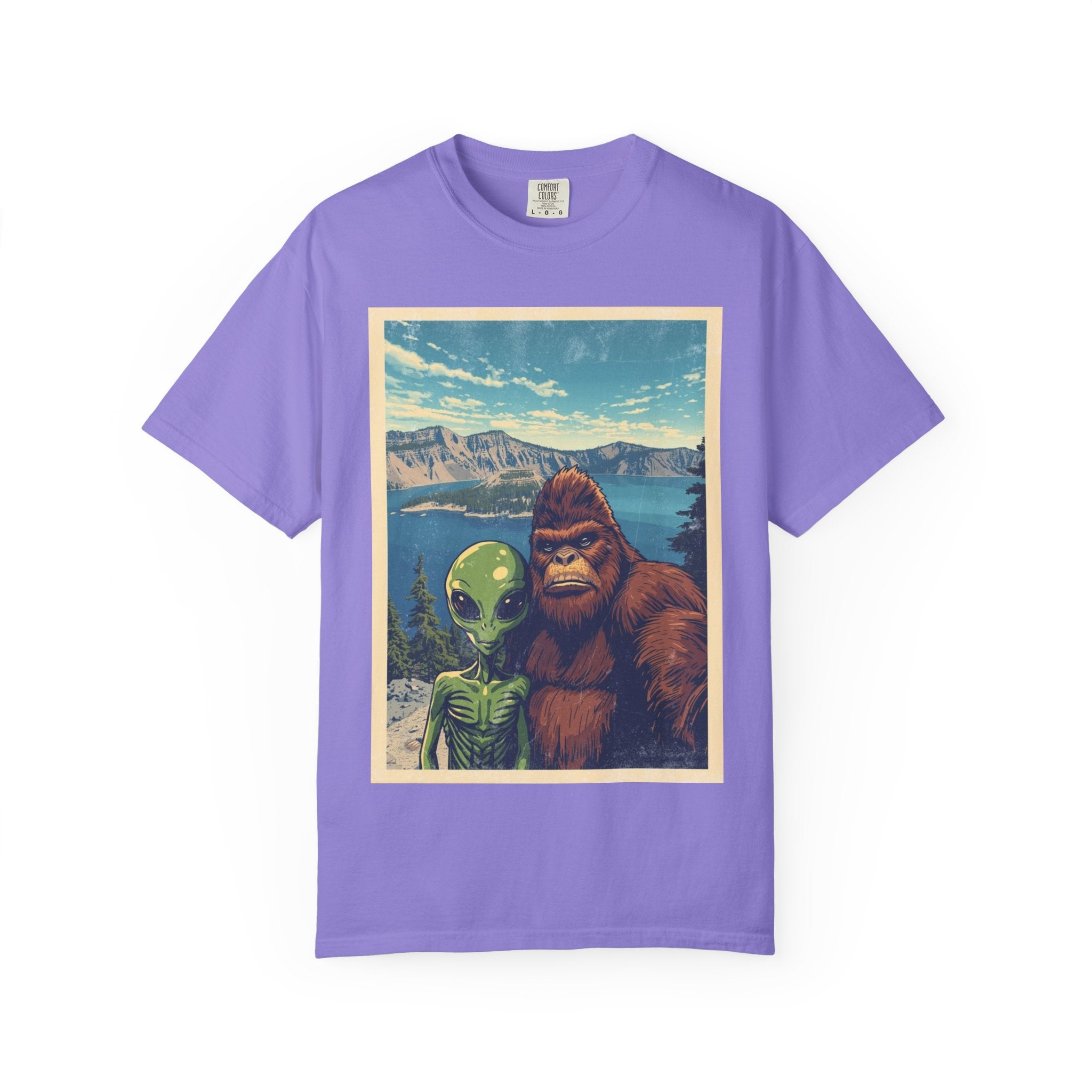 Crater Lake Alien & Bigfoot T-Shirt — National Park Adventure Tee