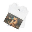 Iced Coffee Night Dog Tee — Late-Night Curb Pomeranian Graphic T-Shirt