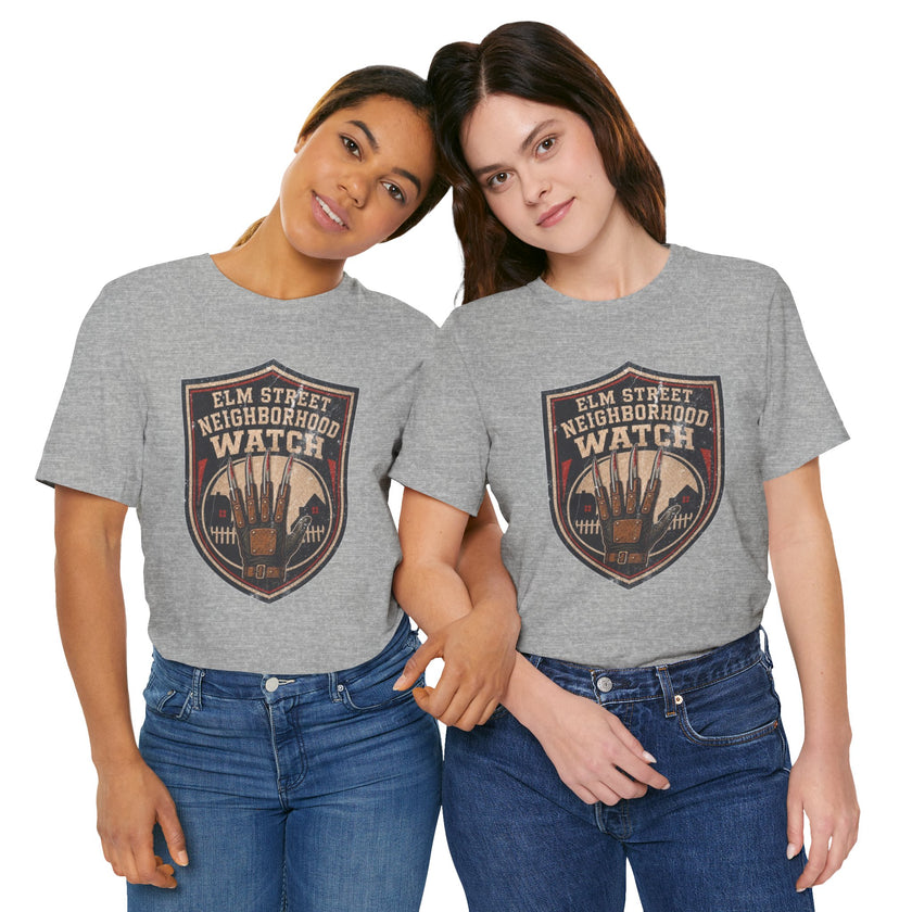 Elm Street Neighborhood Watch Tee – Horror Movie Retro Graphic T-Shirt