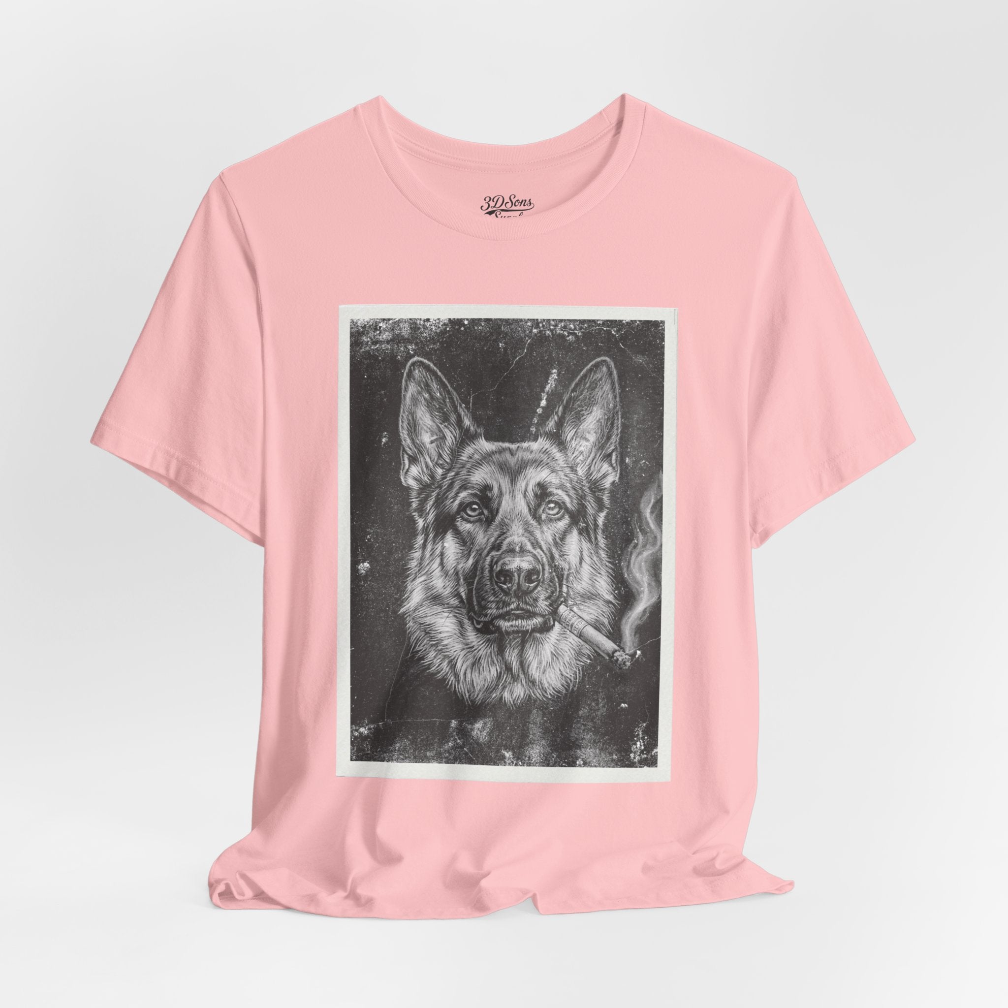 German Shepard Smoke Photo Tee — Vintage Pup Graphic T-Shirt