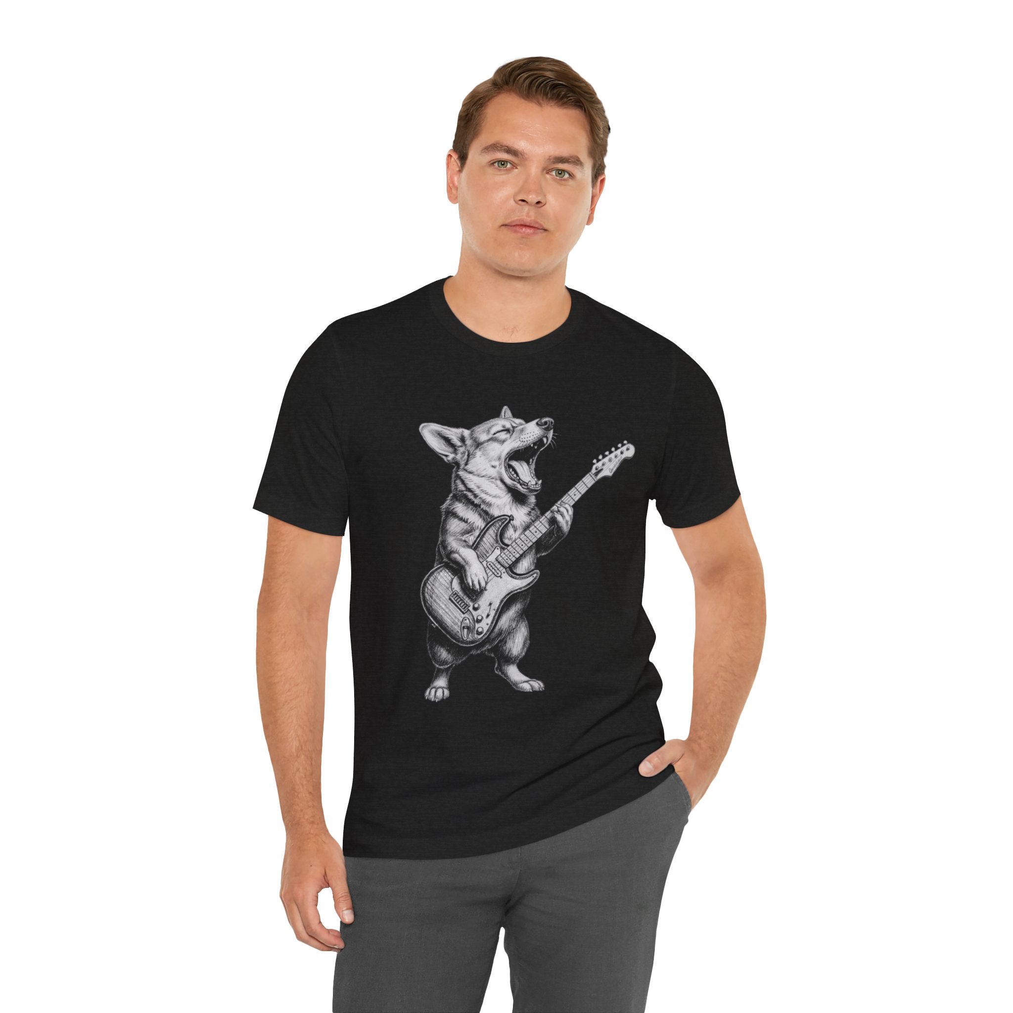 Corgi Rockstar T‑Shirt — Guitar Playing Dog Graphic Tee