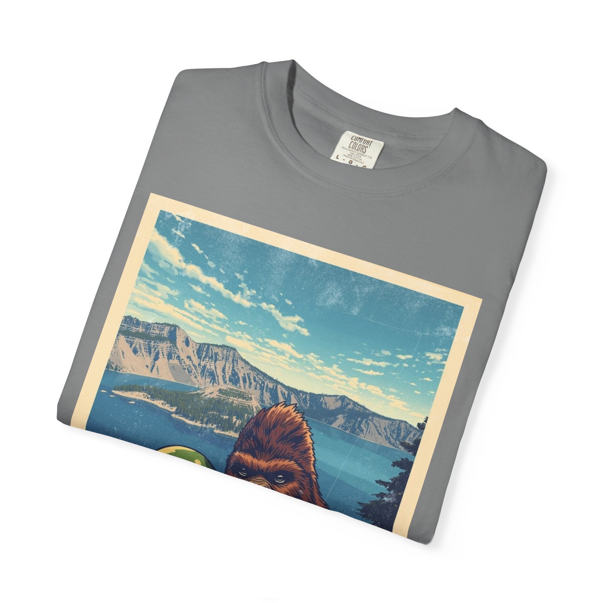 Crater Lake Alien & Bigfoot T-Shirt — National Park Adventure Tee