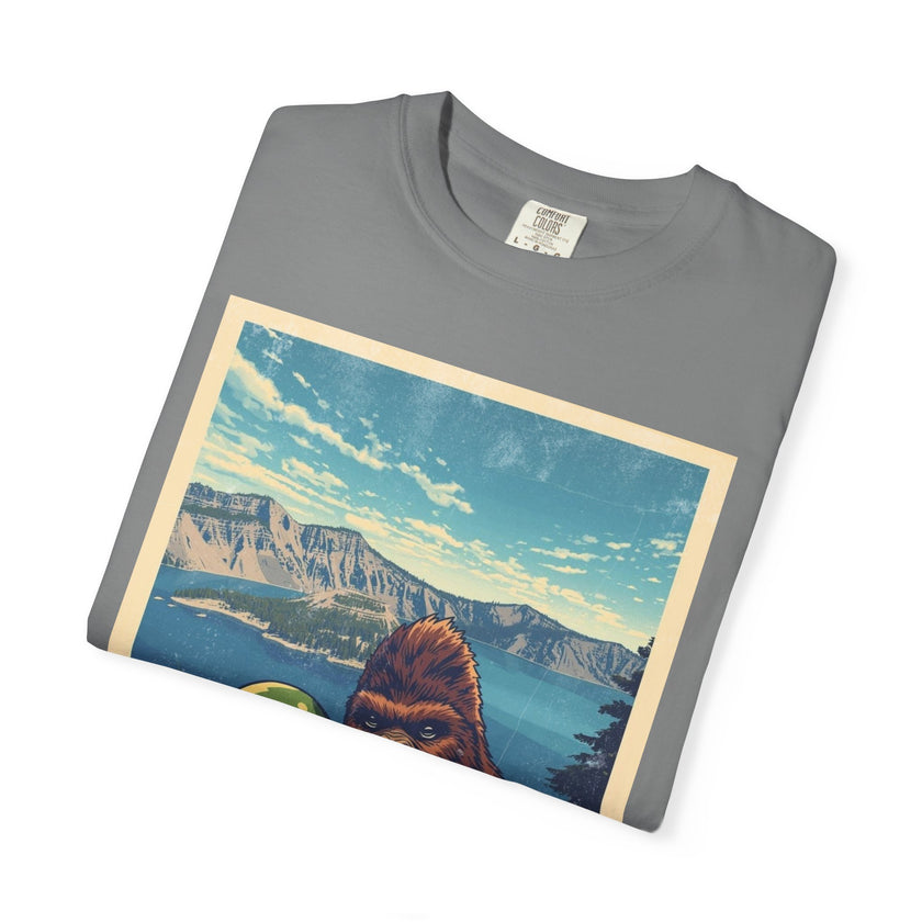 Crater Lake Alien & Bigfoot T-Shirt — National Park Adventure Tee