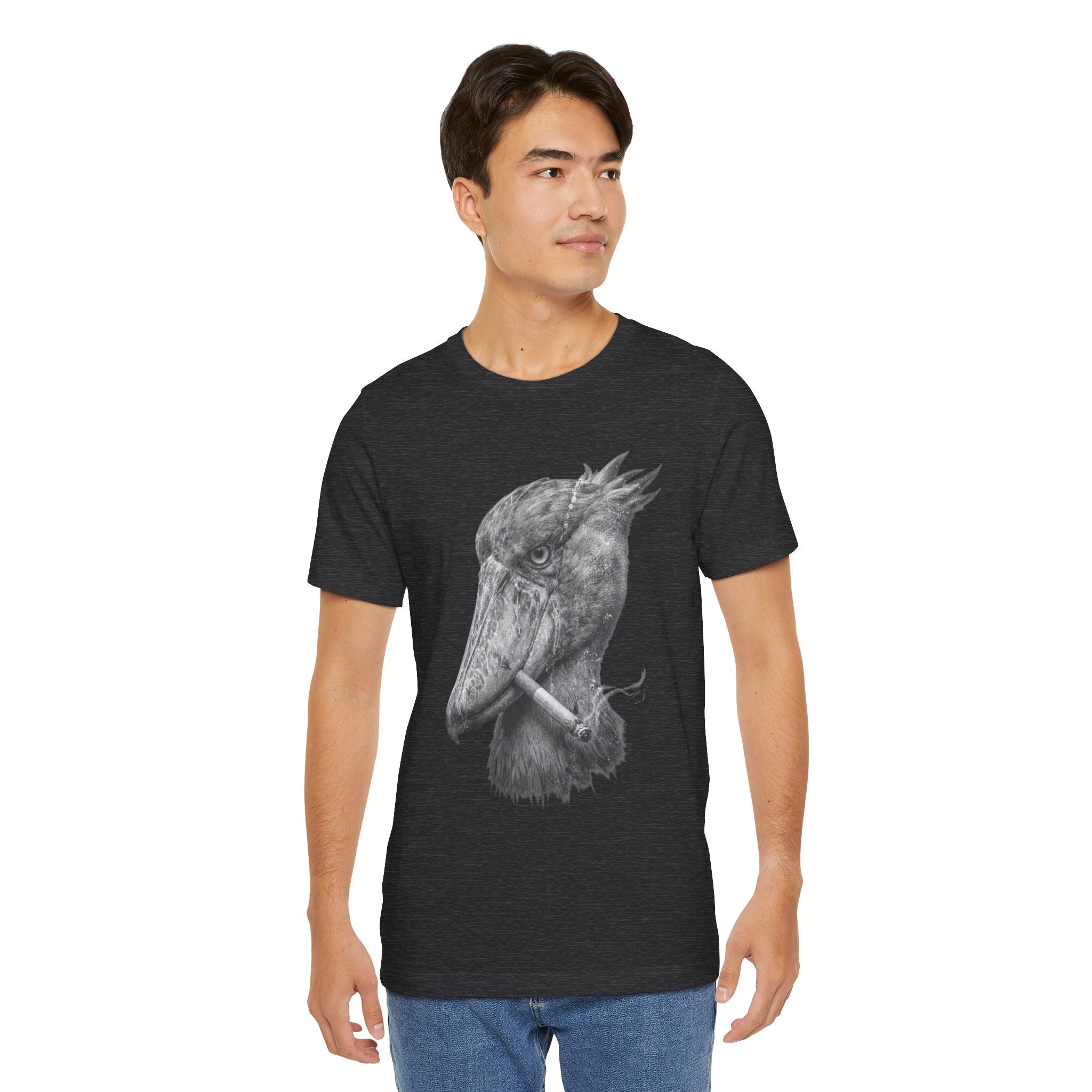 Smoking Shoebill Stork T-Shirt — Quirky Bird Graphic Tee