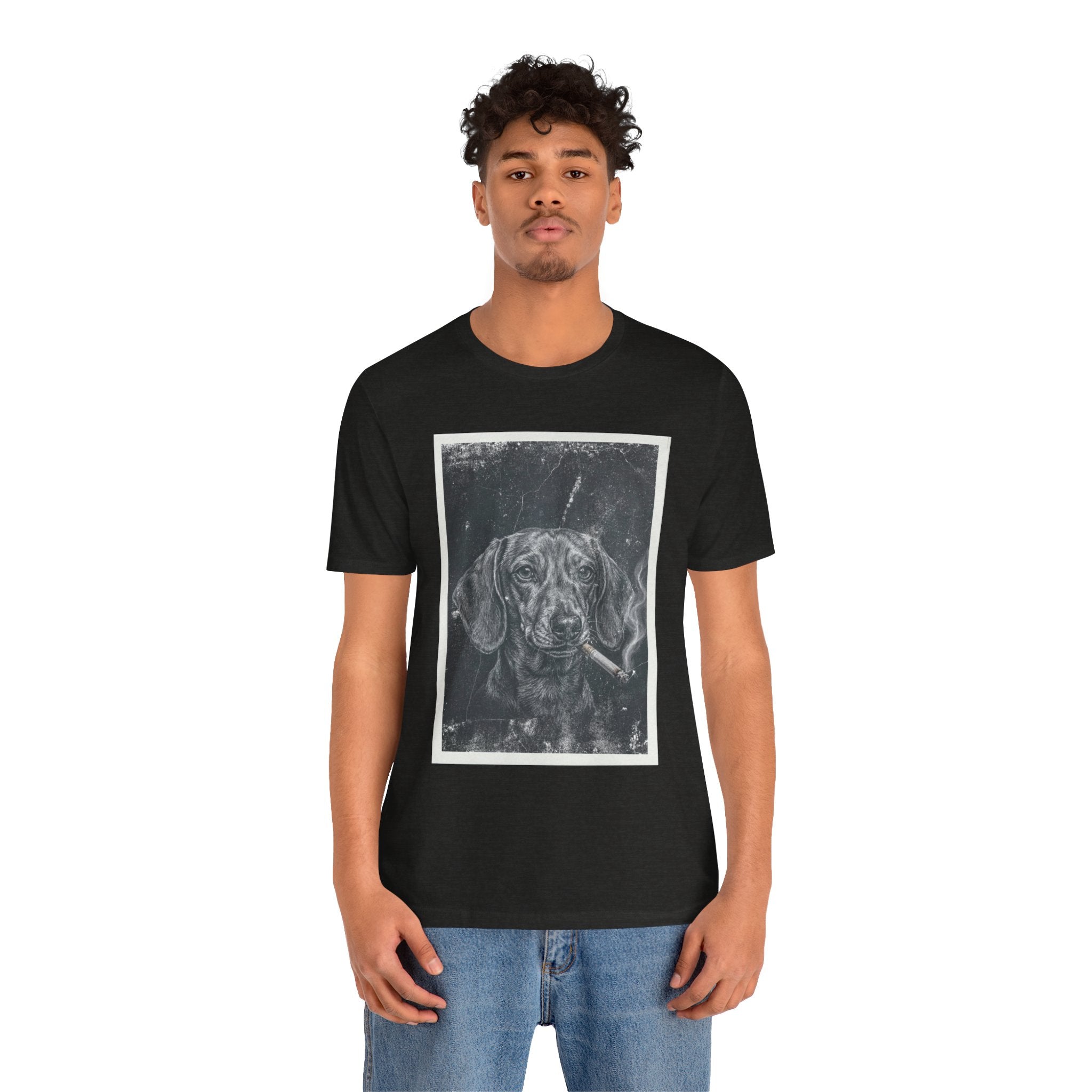 Dachshund Smoking Portrait Tee – Vintage Smokin' Dog Art T-Shirt